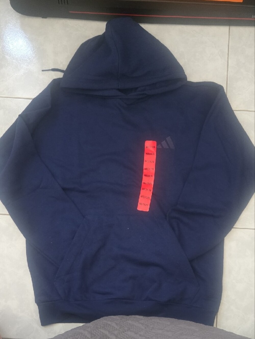 Adidas Men Navy Hoodie Sweatshirt with Subtle Logo, size M